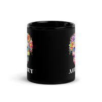 Thumbnail for Personalized Floral Candy Skull Black Coffee Mug-Day Of The Dead Gift Cup For Women