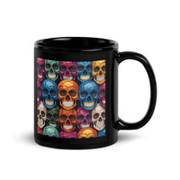 Thumbnail for Gothic Colorful Skull Design Black Coffee Mug