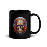 Thumbnail for Gothic Stained Glass Skull Design Black Coffee Mug