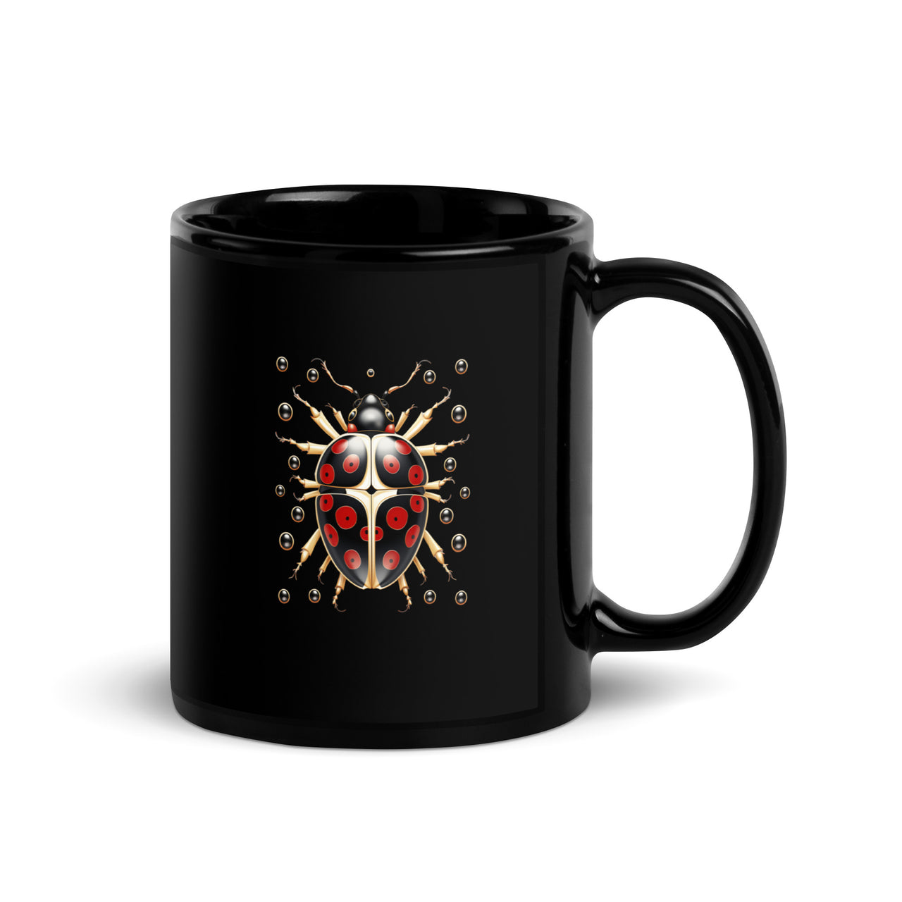 Ladybug | Insect | Lady Beetle Black Coffee Mug