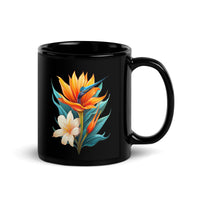 Thumbnail for Birds Of Paradise Floral Black Glossy Mug