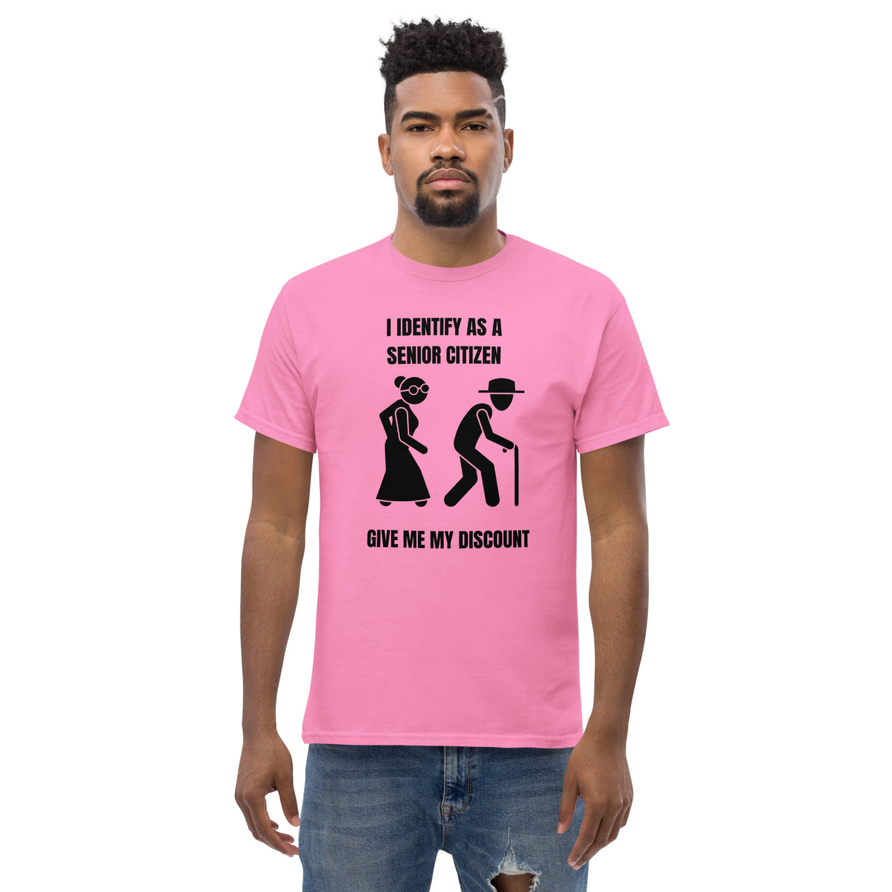 I Identify As A Senior Citizen Give Me My Discount T Shirt-Black Print