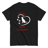 Thumbnail for My Dog Is My Valentine Pet Lover Paw Print Heart Unisex Black T-Shirt
