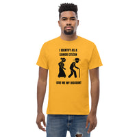 Thumbnail for I Identify As A Senior Citizen Give Me My Discount T Shirt-Black Print