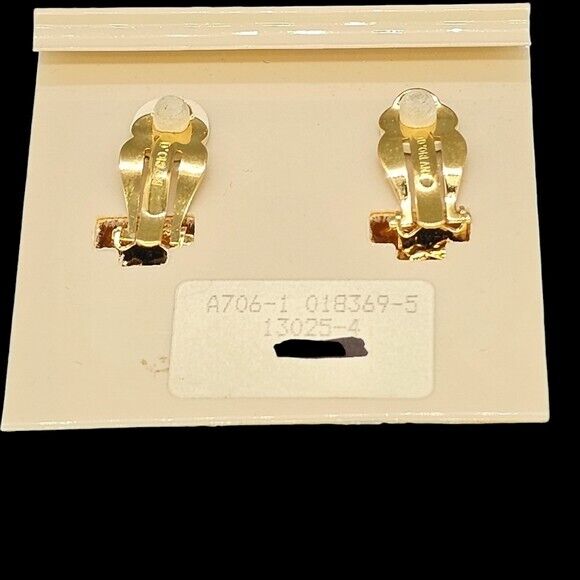 D'ORLAN Paris 22K Triple Plated Heart & Rhinestone Crystal Clip On Earrings