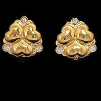 Thumbnail for D'ORLAN Paris 22K Triple Plated Heart & Rhinestone Crystal Clip On Earrings