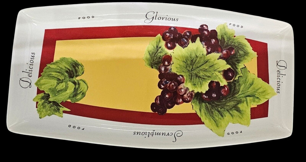 The Monkey & The Peddler Vendange Appetizer Serving Dish- Liz Ross-Grapes Bunch