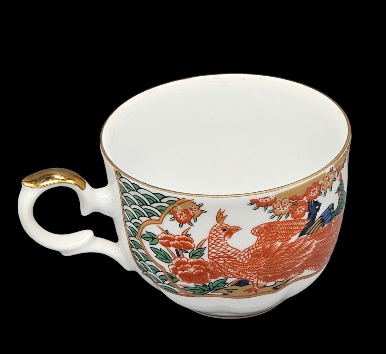 Arita Imari Peacock Creamer/Tea Cup-Handled Lidded Sugar Bowl-Japan