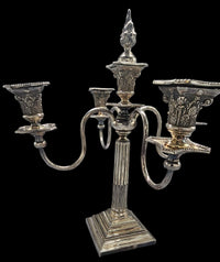 Thumbnail for Meriden Britannia Corinthian Column Silverplate 4 Arm Candelabra And Snuffer