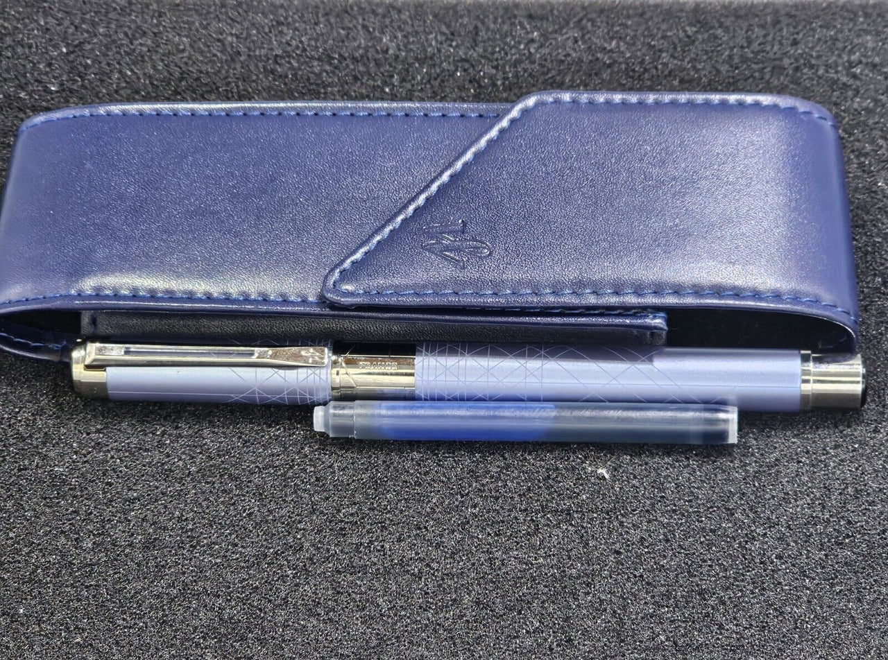 Waterman Perspective M Medium -Light Blue Fountain Pen With Case And Ink