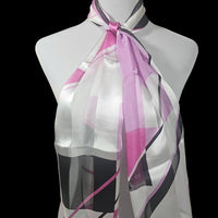 Thumbnail for Jones New York 100% Silk Elegant Pink and White Women's Scarf