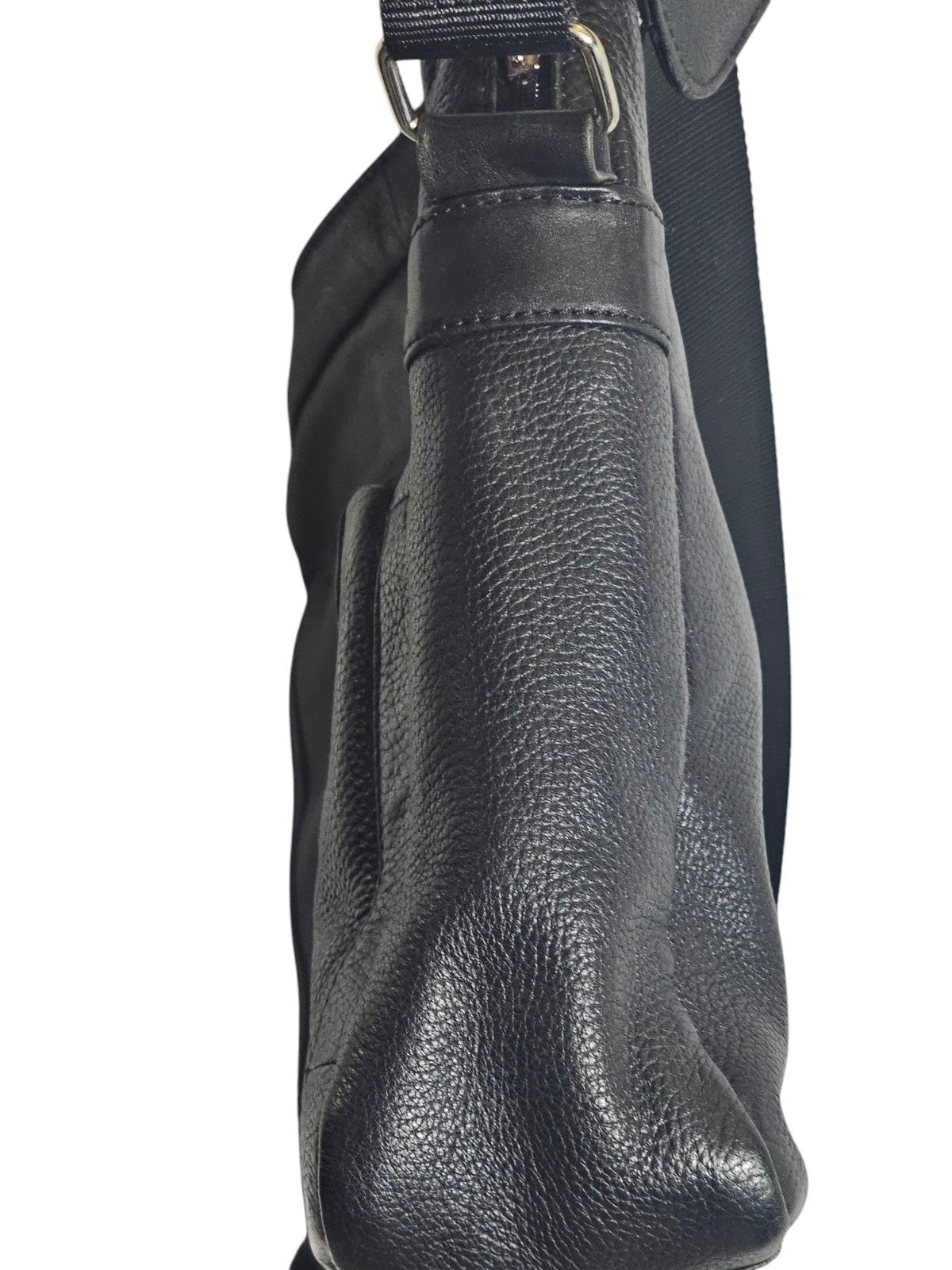 Danier Leather Messenger Laptop Bag-Black Soft Pebbled Leather Briefcase 16 x 12