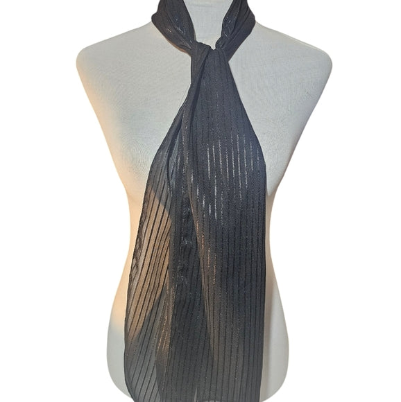 Alfred Sung Elegant Black Striped Scarf 60"