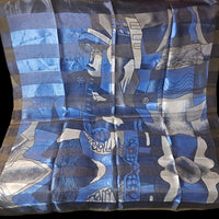 Thumbnail for Abstract Blue and Gray Silk Scarf