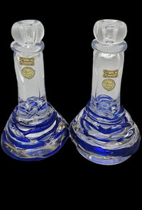 Thumbnail for Vintage Egermann Bohemia Crystal Cobalt Blue Czech Art Glass Candle Holders-RARE