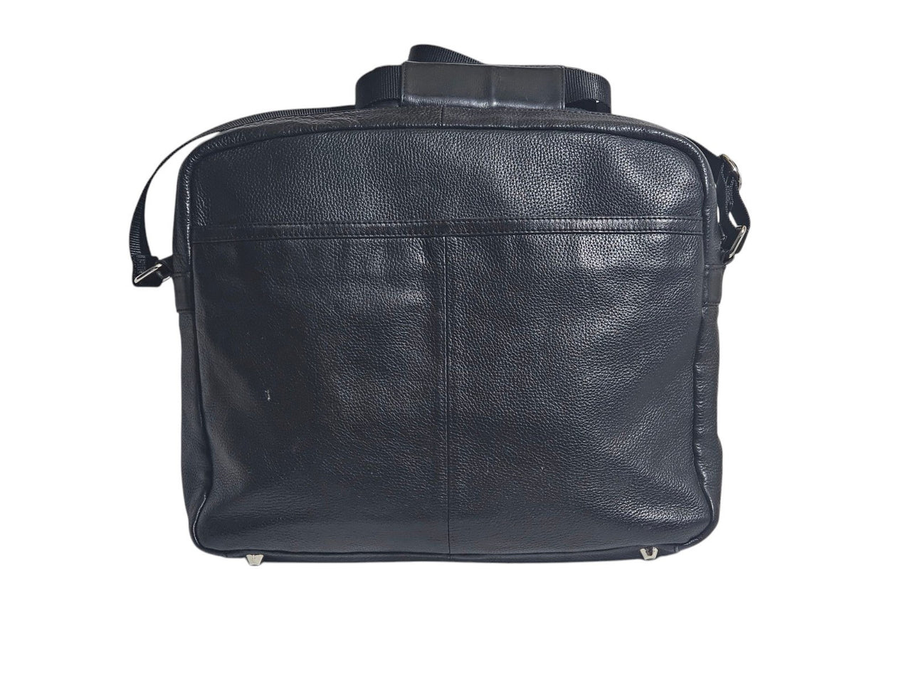 Danier Leather Messenger Laptop Bag-Black Soft Pebbled Leather Briefcase 16 x 12