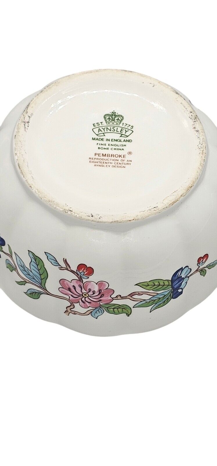 Aynsley Pembroke Fine English Bone China Bowl-Birds & Floral Design - Gold Trim