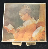 Thumbnail for Vtg Jean Honore Fragonard Print-Young Girl Reading -Compact Makeup Mirror-Japan