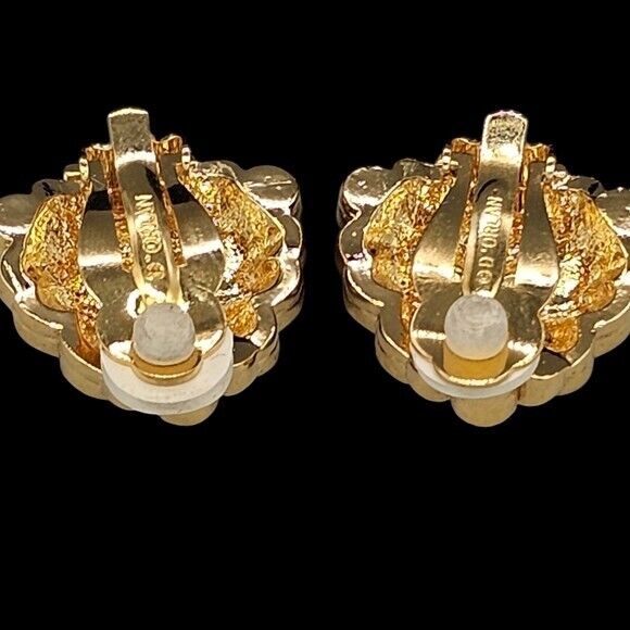 D'ORLAN Paris 22K Triple Plated Heart & Rhinestone Crystal Clip On Earrings