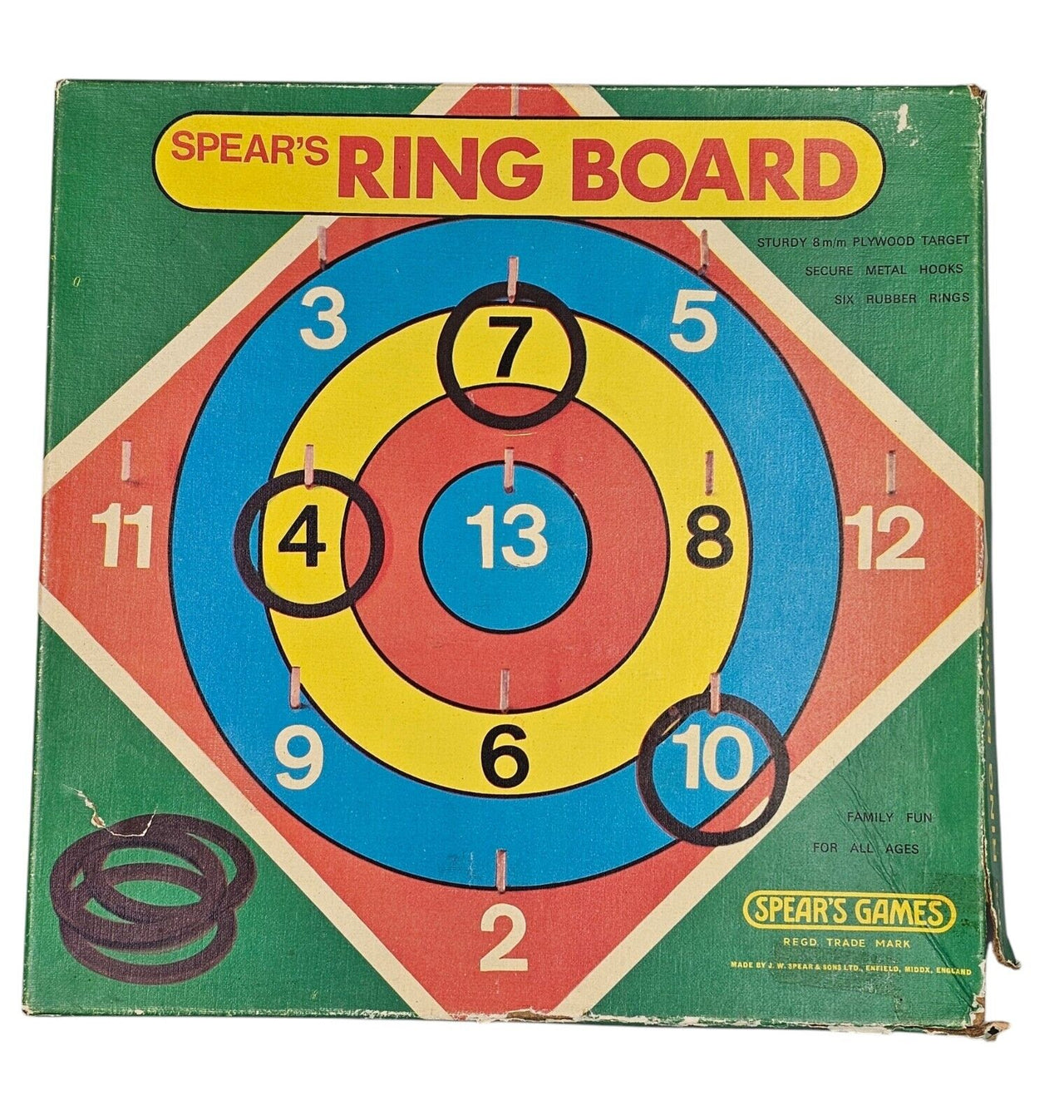 Vintage Spear's Ring Toss Board Game JW Spear & Sons Ltd Enfield Middx England