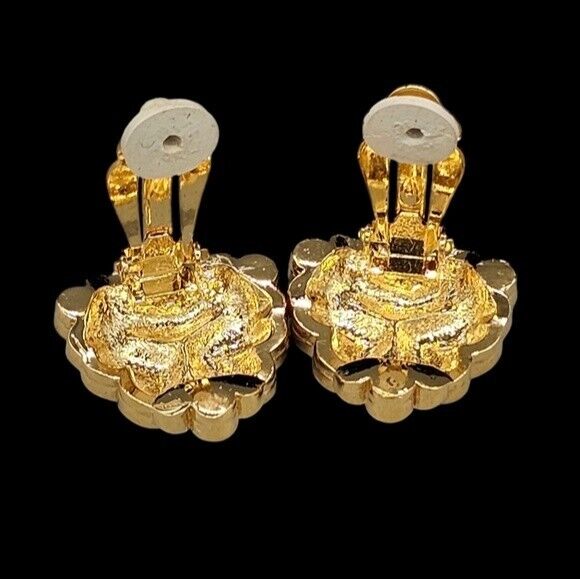 D'ORLAN Paris 22K Triple Plated Heart & Rhinestone Crystal Clip On Earrings