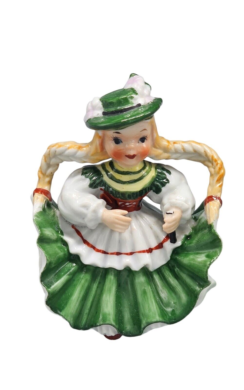 Vintage Swiss Swedish Napco Girl Figurine 4" -Stick Damaged-RARE-Made In Japan