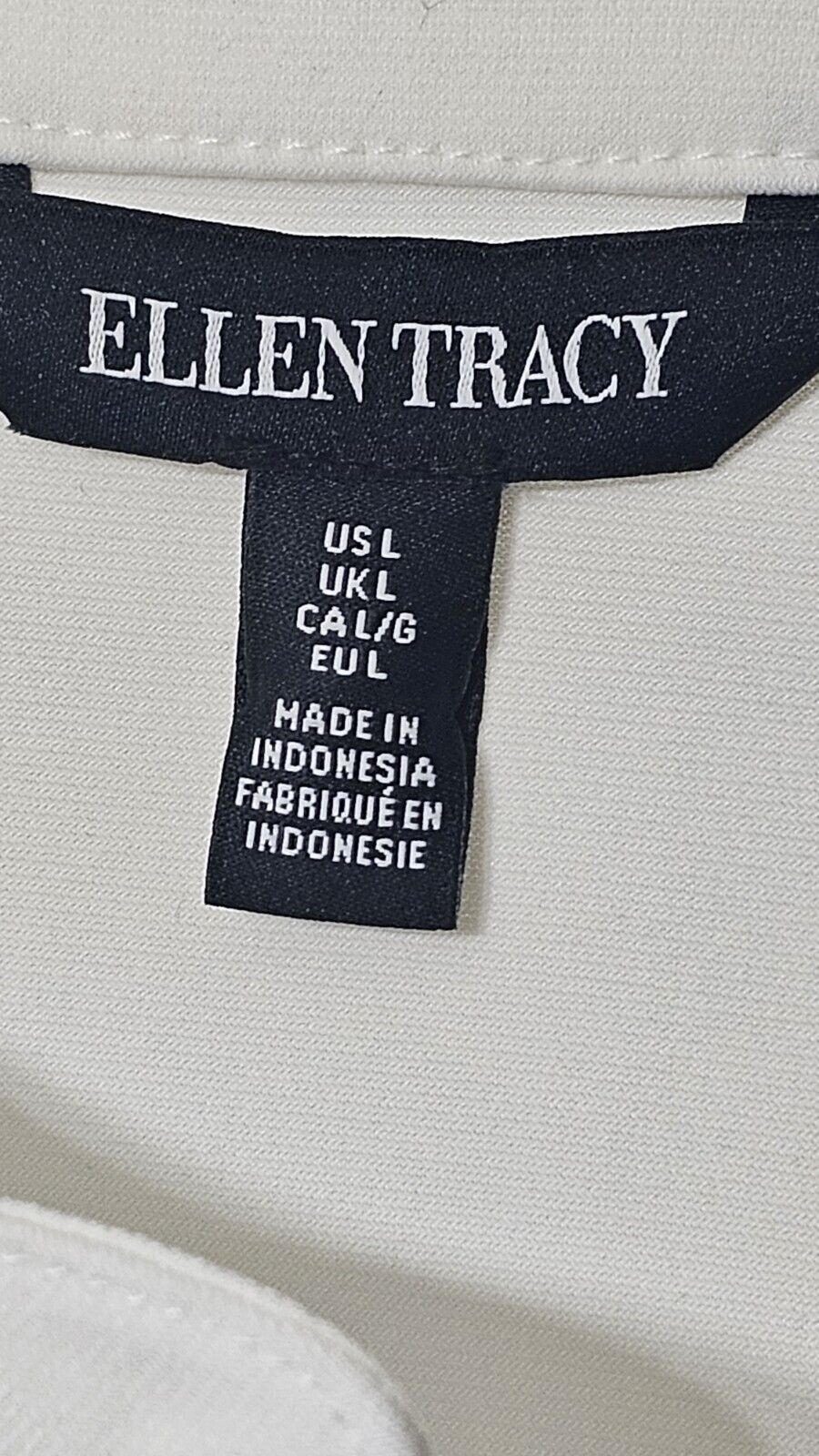 Ellen Tracy Women's Cream Roll Tab Button Up Shirt Top Lg-NEW w/DEFECTS-PLS READ