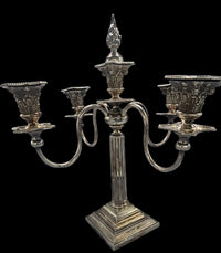 Thumbnail for Meriden Britannia Corinthian Column Silverplate 4 Arm Candelabra And Snuffer