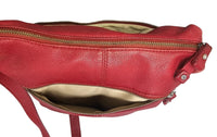 Thumbnail for Vintage Red Danier Leather Crossbody Handbag/Purse Silver Zippered Closures-Med