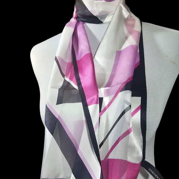 Jones New York 100% Silk Elegant Pink and White Women's Scarf