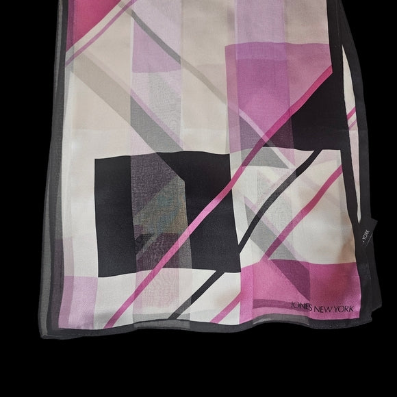 Jones New York 100% Silk Elegant Pink and White Women's Scarf