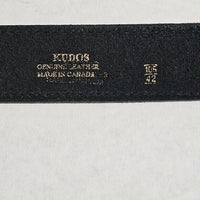 Thumbnail for Kudos Black Genuine Leather Belt Size 42-Made In Canada-Bronze Buckle