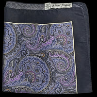 Thumbnail for Berend Dewitt Paisley Pocket Square, Handkerchief Scarf - Purple and Black