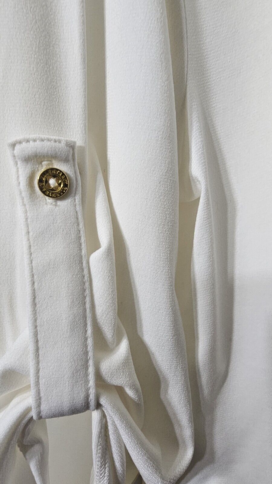 Ellen Tracy Women's Cream Roll Tab Button Up Shirt Top Lg-NEW w/DEFECTS-PLS READ
