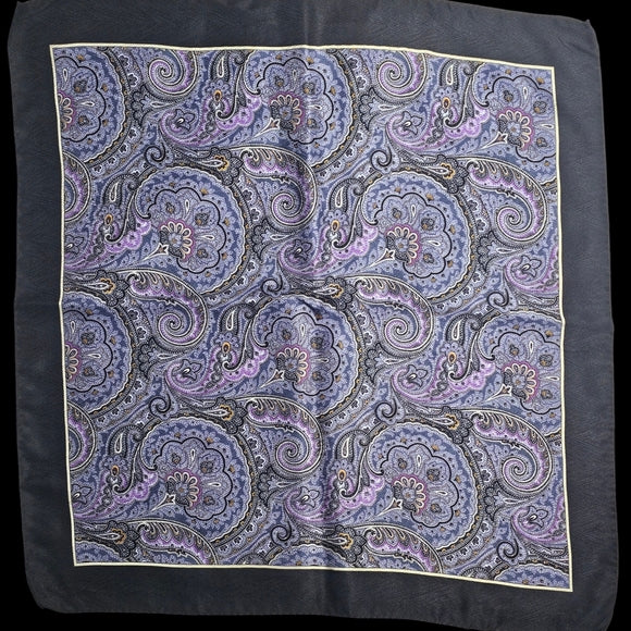 Berend Dewitt Paisley Pocket Square, Handkerchief Scarf - Purple and Black