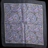 Thumbnail for Berend Dewitt Paisley Pocket Square, Handkerchief Scarf - Purple and Black