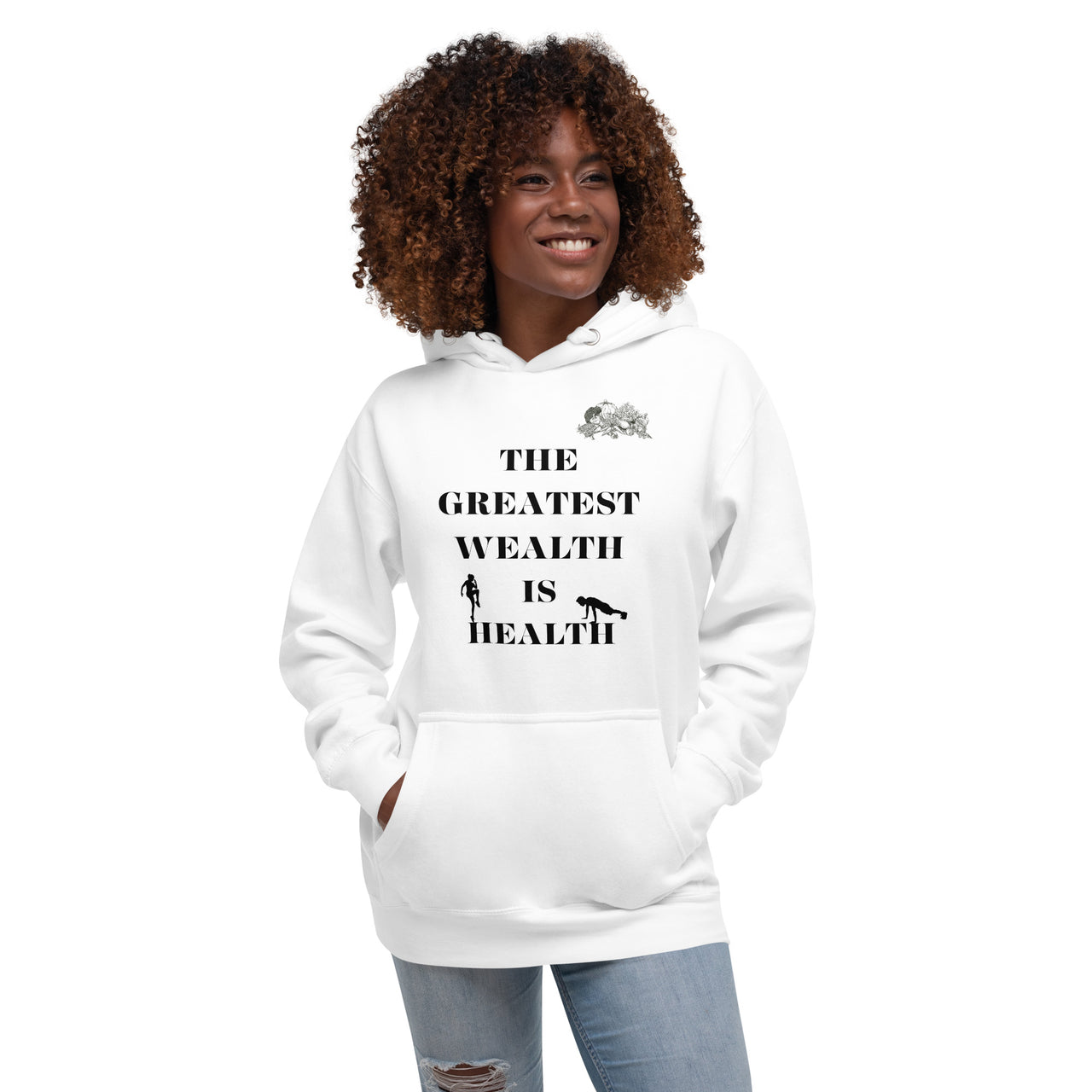 Health Is Wealth Healthy Eating Healthy Lifestyle Vegan Vegetarian Fitness Workout Hoodie