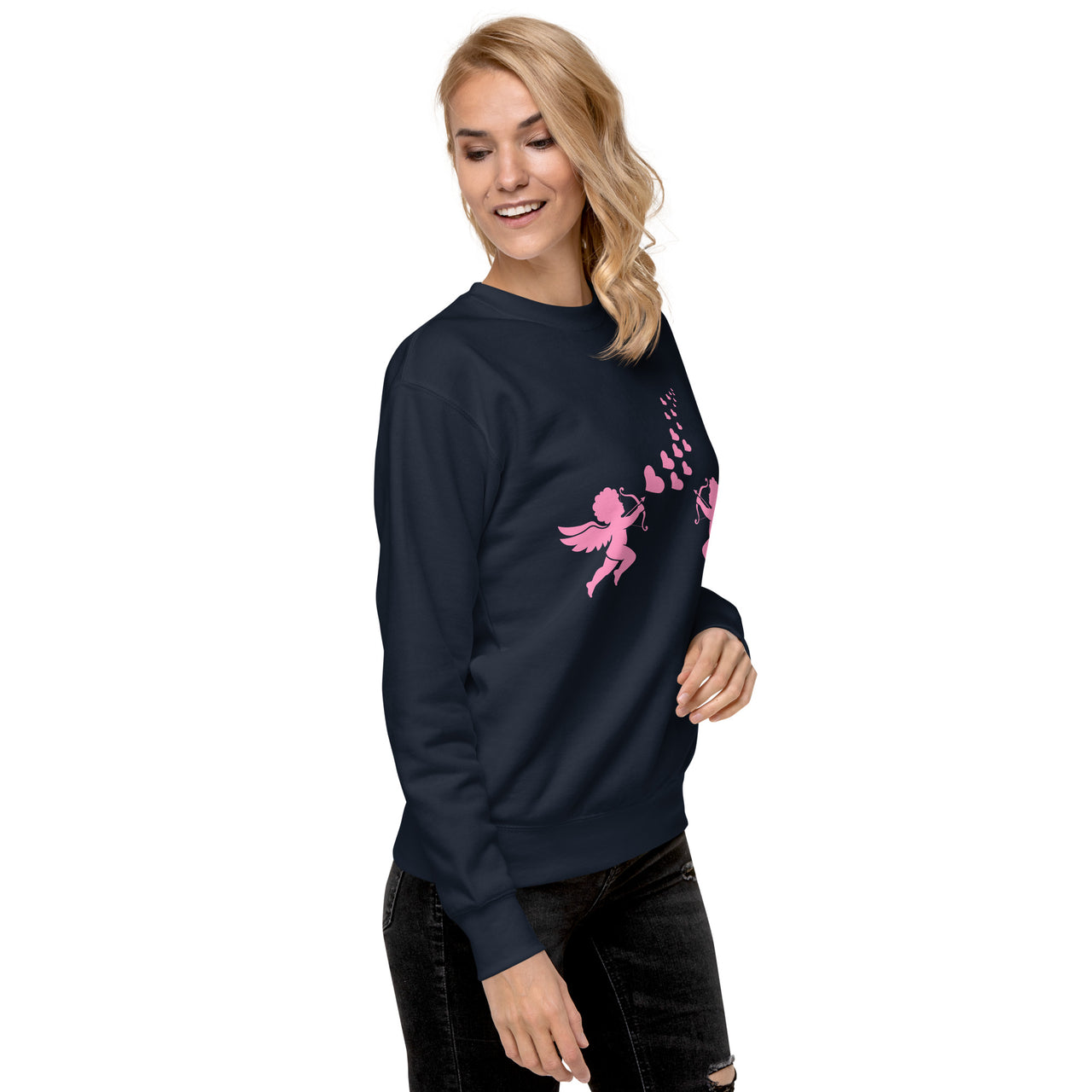 Pink Cupid Angel Valentine's Day Hearts Womens Sweatshirt