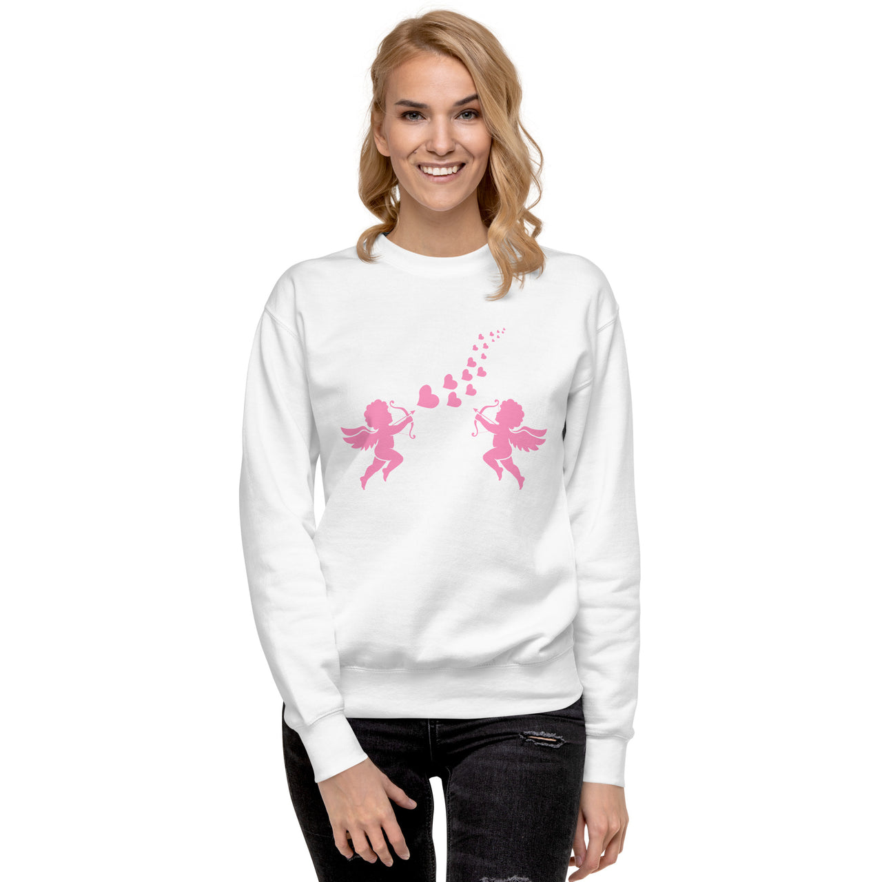 Pink Cupid Angel Valentine's Day Hearts Womens Sweatshirt