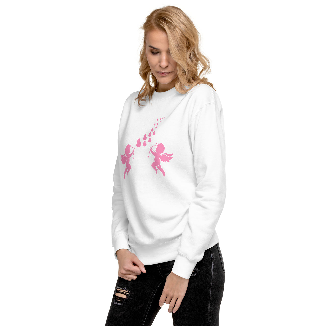 Pink Cupid Angel Valentine's Day Hearts Womens Sweatshirt