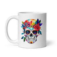 Thumbnail for Day Of The Dead Colorful Sugar Skull Gift Mug White Coffee Cup-White