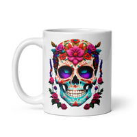 Thumbnail for Day Of The Dead Sugar Skull Gothic Novelty Gift Mug Coffee Cup-White