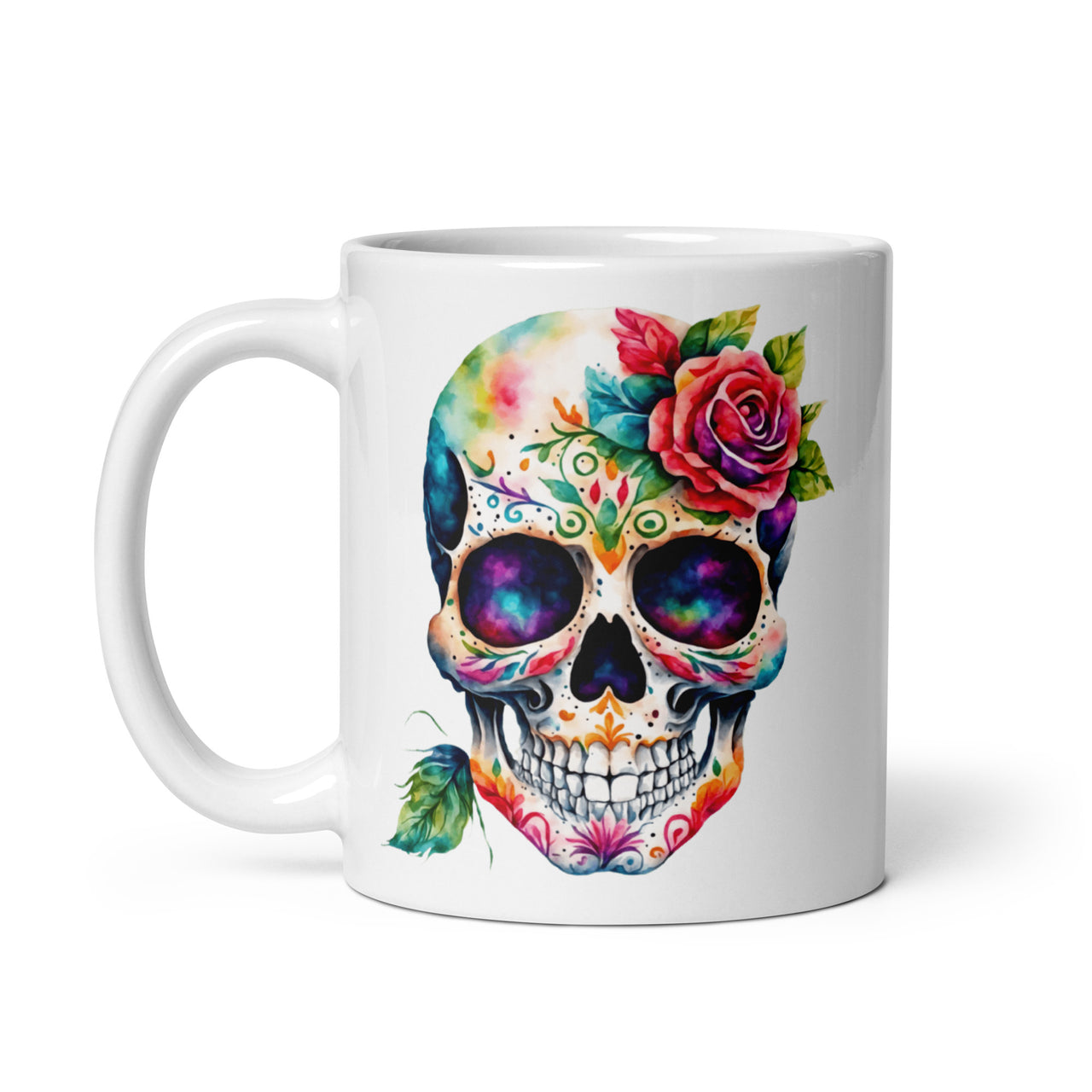 Sugar Skull Day Of The Dead Novelty Gothic Gift Coffee Cup Mug -White
