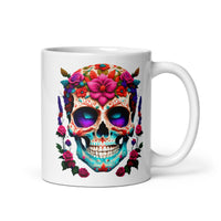 Thumbnail for Day Of The Dead Sugar Skull Gothic Novelty Gift Mug Coffee Cup-White