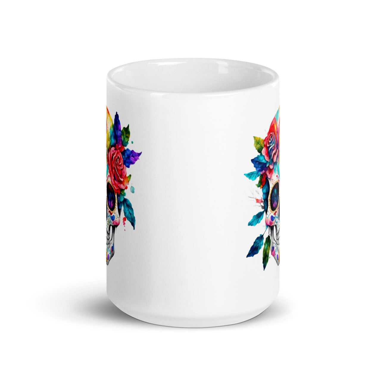 Day Of The Dead Colorful Sugar Skull Gift Mug White Coffee Cup-White