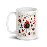 Thumbnail for Red And Black Leaf Pattern White Coffee Mug