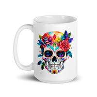 Thumbnail for Day Of The Dead Colorful Sugar Skull Gift Mug White Coffee Cup-White