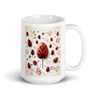 Thumbnail for Red And Black Leaf Pattern White Coffee Mug