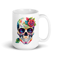 Thumbnail for Sugar Skull Day Of The Dead Novelty Gothic Gift Coffee Cup Mug -White