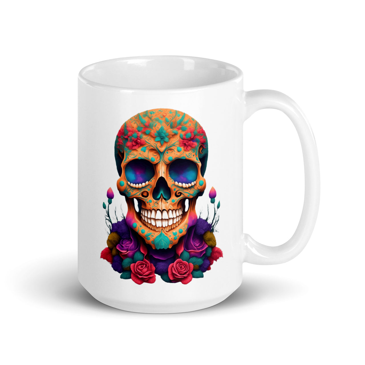 Sugar Skull Day Of The Dead Novelty Gothic Gift Coffee Cup Mug -White